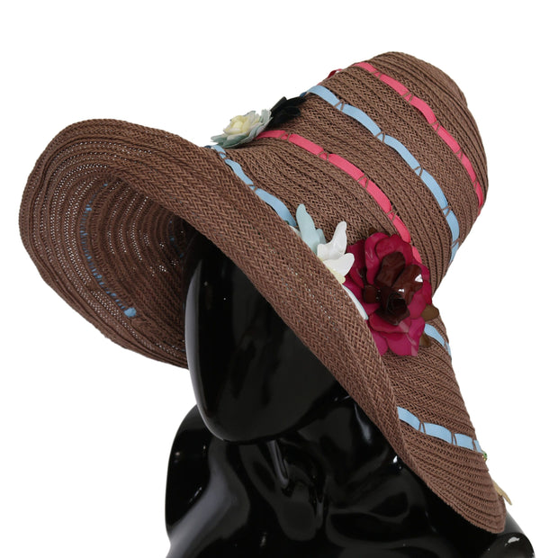 Elegant Floppy Straw Hat with Floral Accents