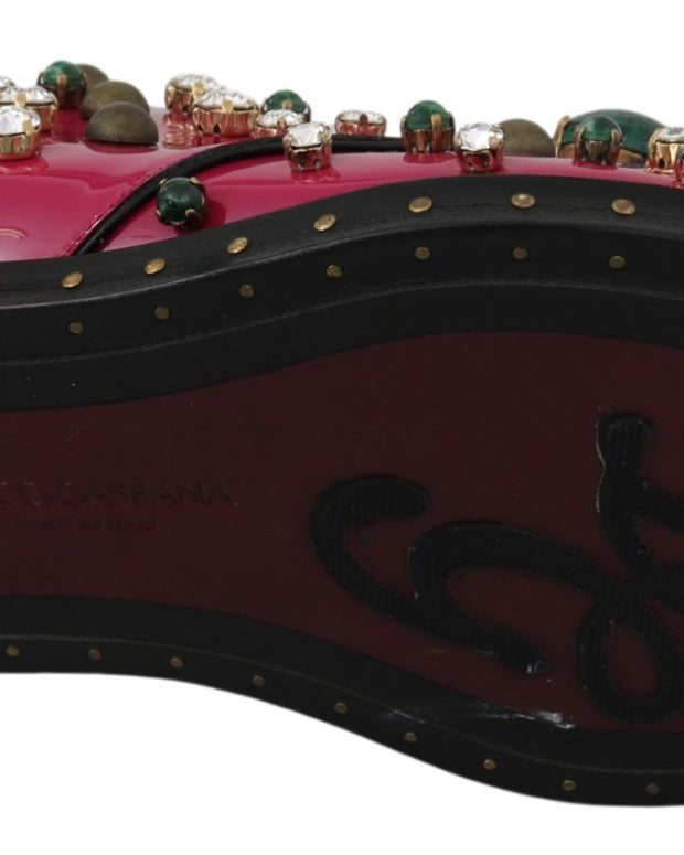 Pink Leather Crystals Dress Broque Shoes