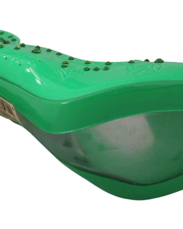 Green Crystal Floral Heels CINDERELLA Shoes