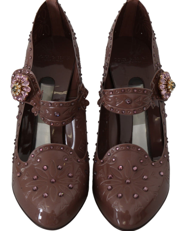 Brown Floral Crystal CINDERELLA Heels Shoes