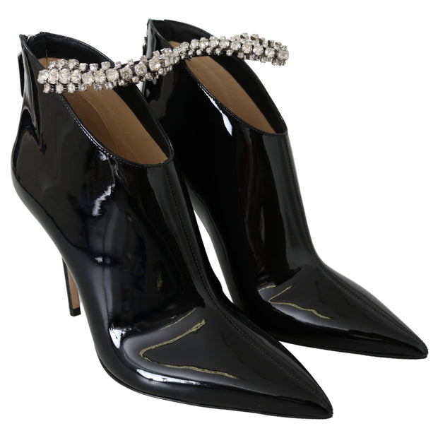 Elegant Black Patent Heeled Boots