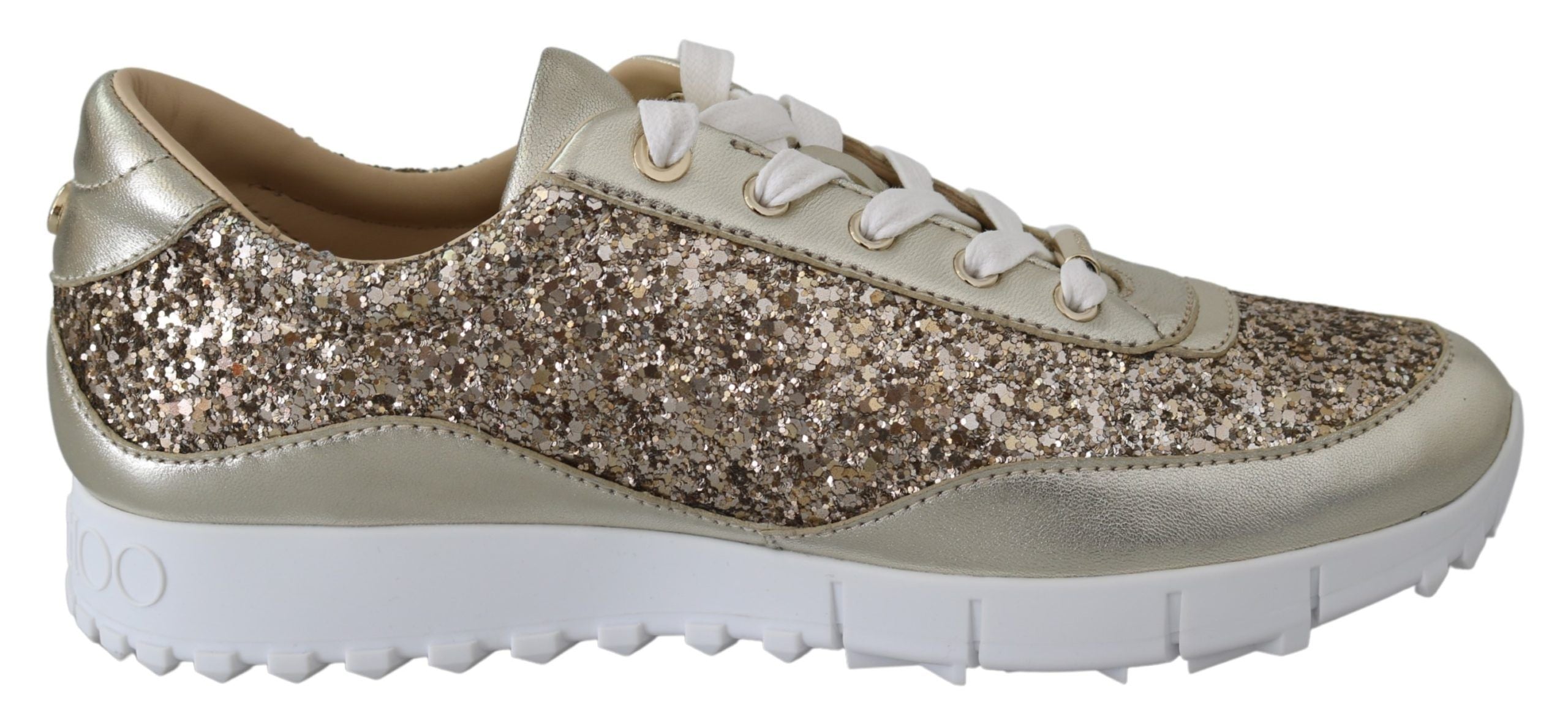 Antique Gold Glitter Leather Sneakers