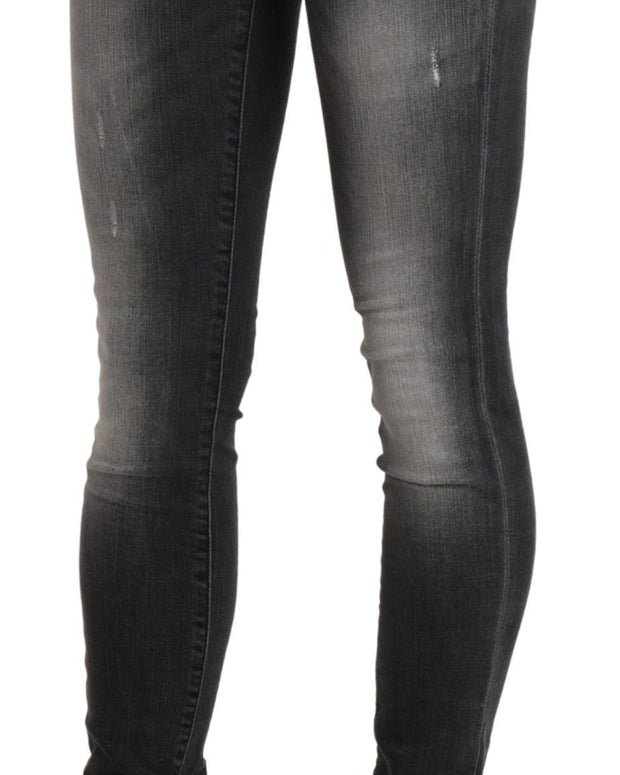Black Gray Washed Skinny Trouser Cotton Jeans