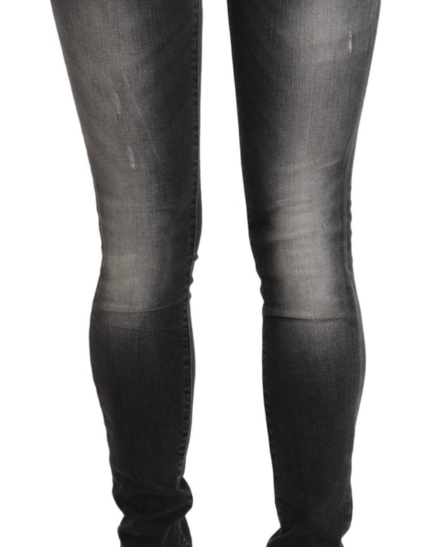 Black Gray Washed Skinny Trouser Cotton Jeans