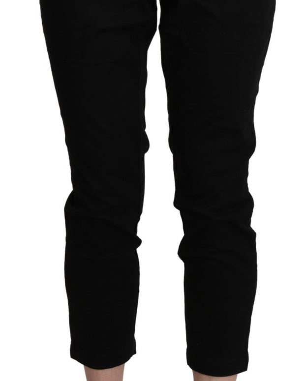Black High Waist Skinny Cropped Cotton Capri Pant