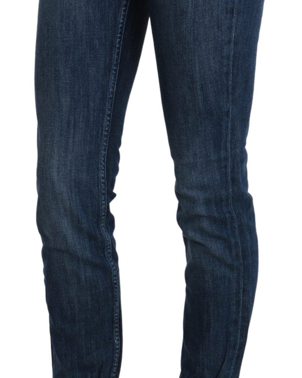 Blue Washed Low Waist Skinny Denim Trouser