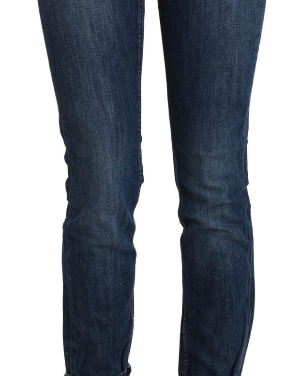 Blue Washed Low Waist Skinny Denim Trouser