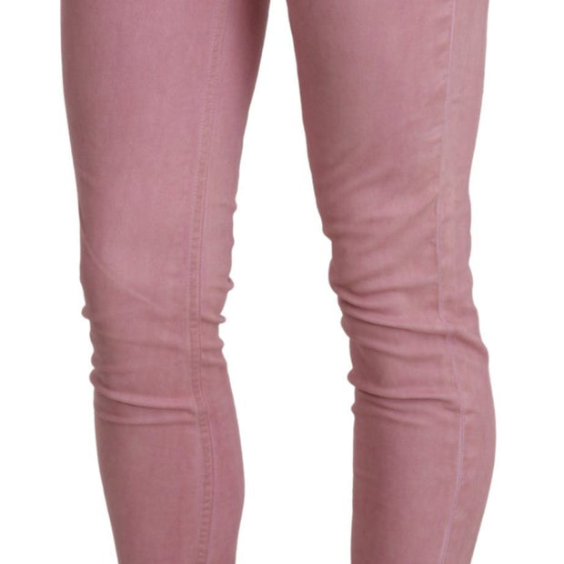 Chic Pink Mid Waist Skinny Jeans