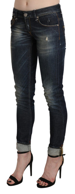 Chic Dark Blue Skinny Cropped Jeans