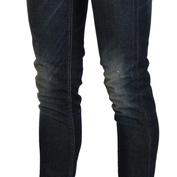 Chic Dark Blue Skinny Cropped Jeans