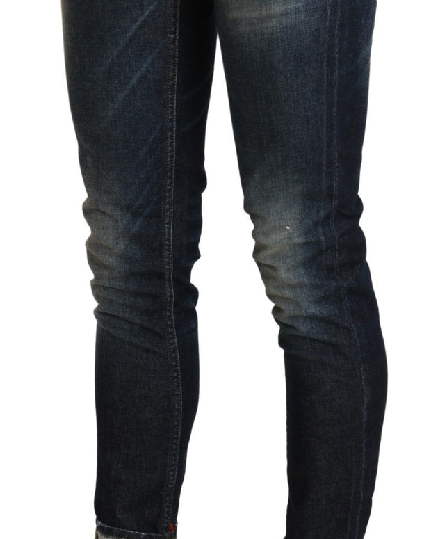 Blue Washed Low Waist Skinny Cropped Denim Pant