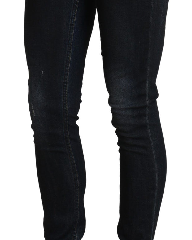 Blue Washed Low Waist Skinny Denim Slim Trouser