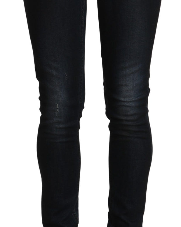 Blue Washed Low Waist Skinny Denim Slim Trouser
