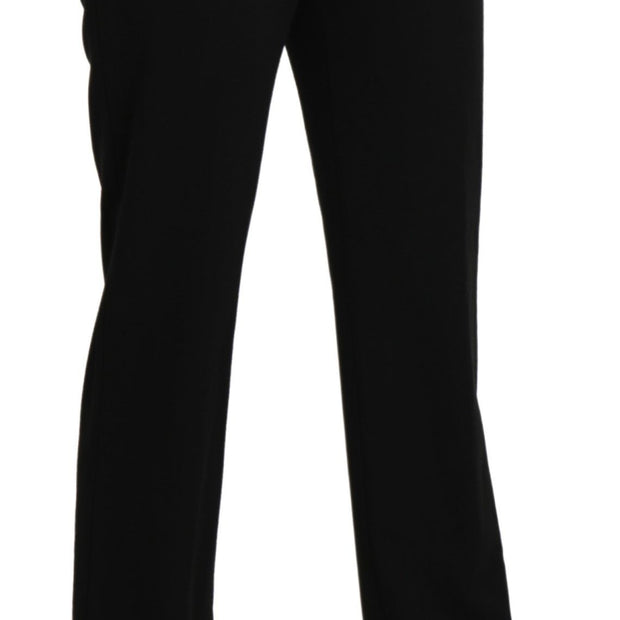 Elegant Black High Waist Straight Pants