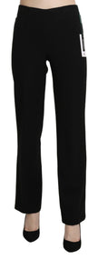 Elegant Black High Waist Straight Pants