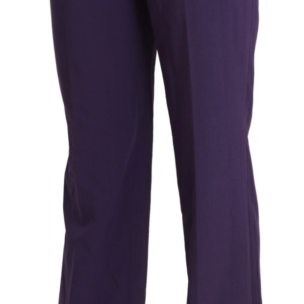 Elegant High Waist Violet Straight Pants