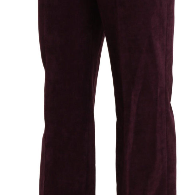 Elegant High Waist Straight Purple Pants