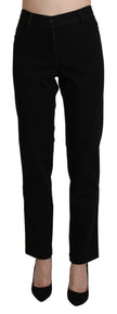 Elegant High Waist Straight Black Trousers