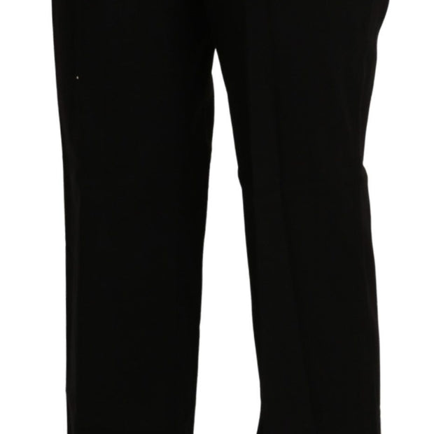 Elegant High Waist Straight Black Pants