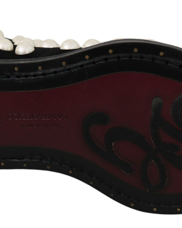 Black Suede Pearl Studs Boots Shoes