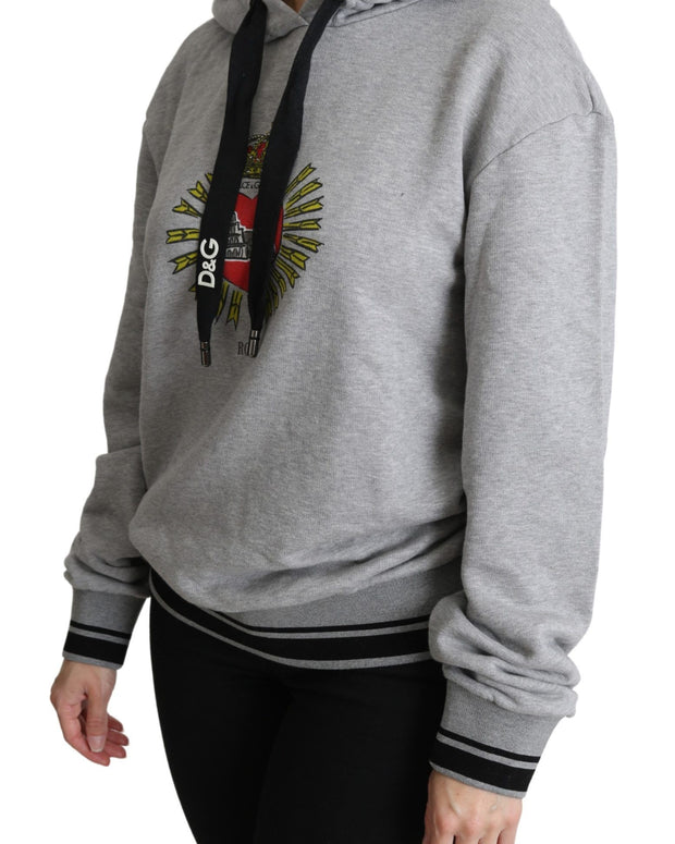 Gray Printed Hooded Exclusive Logo Sweater