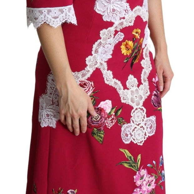 Floral Embroidered Sheath Midi Dress