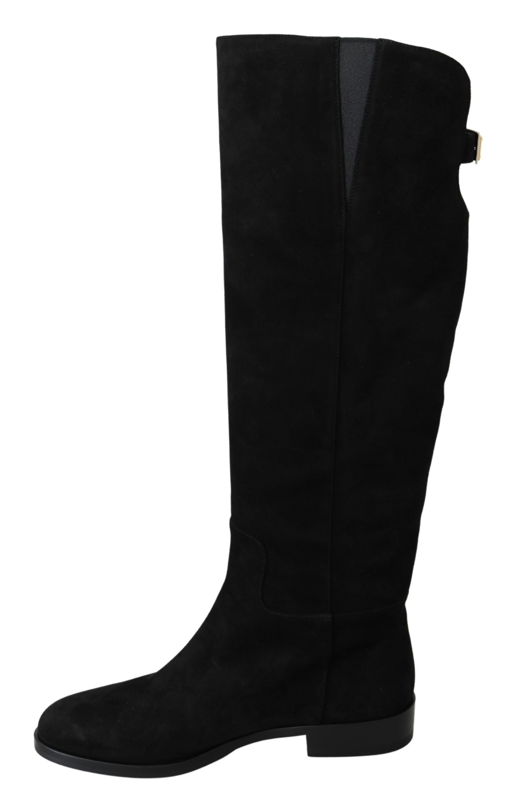 Elegant Black Suede Knee High Boots