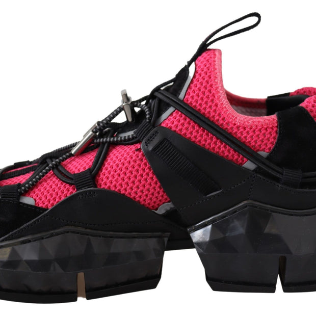 Electric Elegance Leather Mesh Sneakers