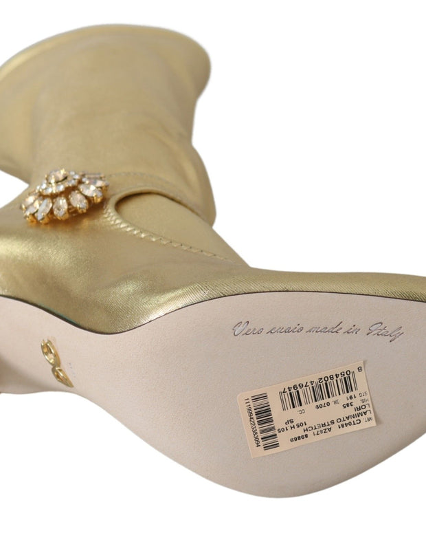 Gold Rhinestones Ankle Boots Socks Shoes