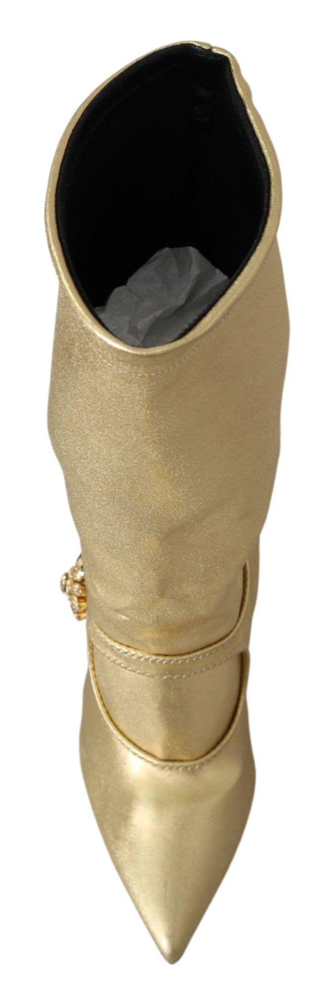 Elegant Gold Ankle Boots Socks with Rhinestones