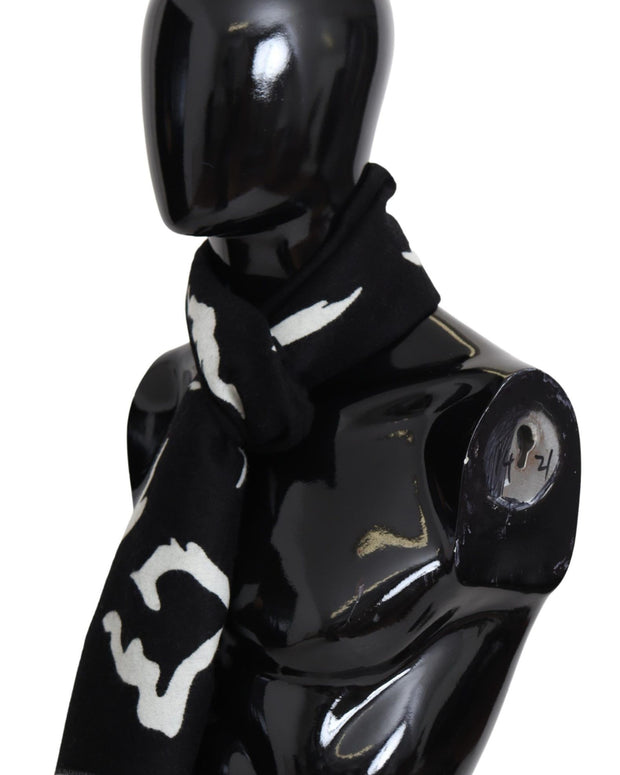 Black White Wool Unisex Winter Warm Scarf Wrap Shawl