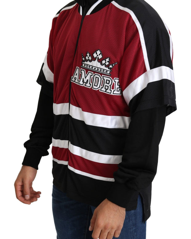 Red Black AMORE Sport Full Zipper Sweater
