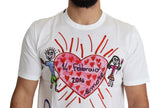 White Saint Valentine Hearts Print Men  T-shirt