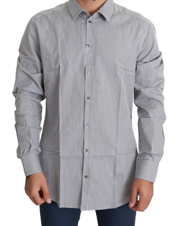 Black White Checkered GOLD Dress Cotton Shirt