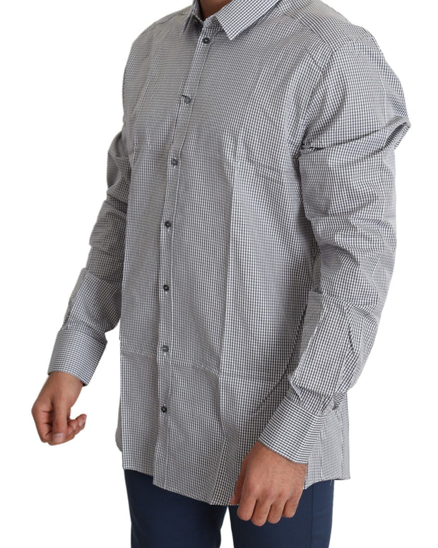 Black White Checkered GOLD Dress Cotton Shirt