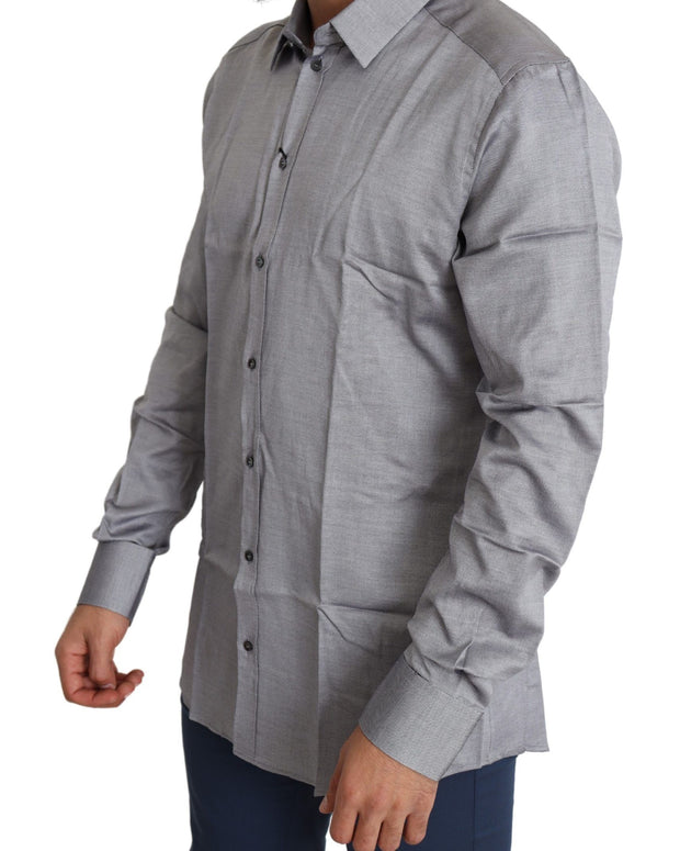 Gray Cotton Men Formal GOLD Dress Shirt