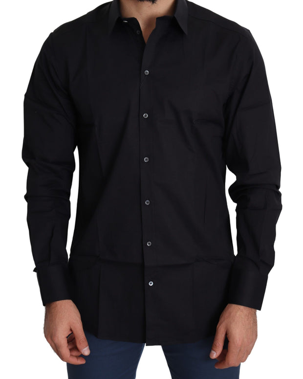 Black Cotton Stretch Formal GOLD Dress Shirt