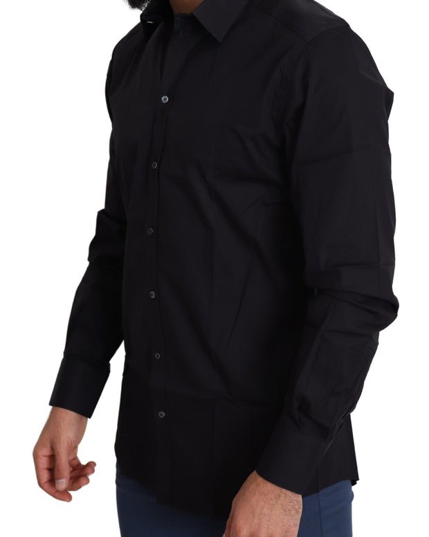 Black Cotton Stretch Formal GOLD Dress Shirt