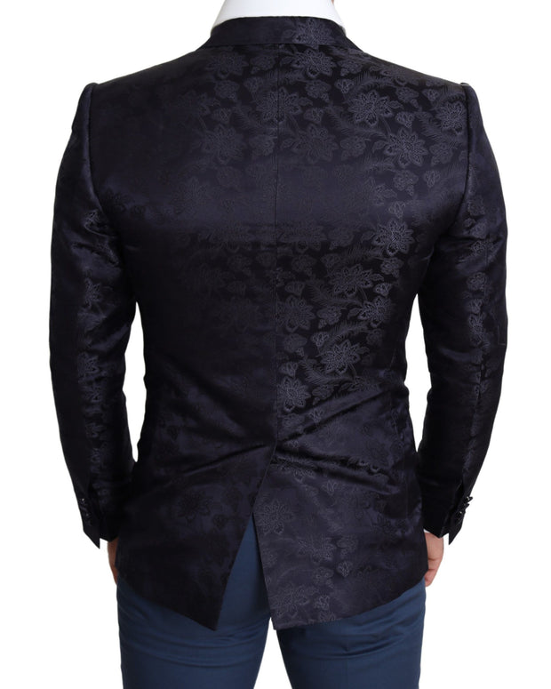 Blue Floral Jacquard Silk Coat MARTINI Blazer
