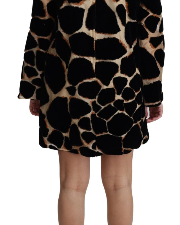 Black Giraffe Print Shift Mini Dress