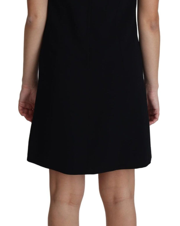Black Viscose Stretch A-line Shift Mini Dress