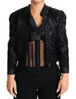 Black Lace Sheer Corset Organza Silk Jacket
