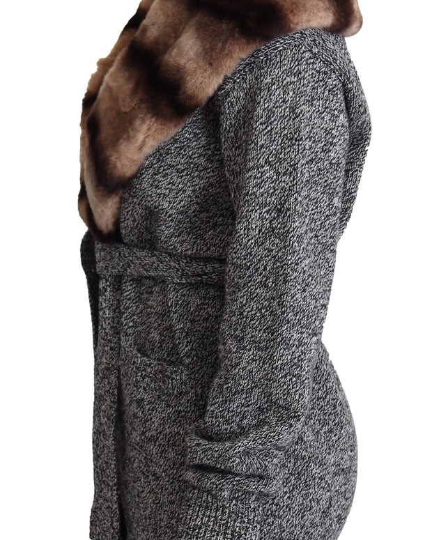 Gray Cardigan Fur Coat Cashmere Jacket