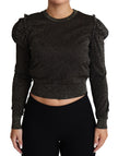 Black Gold Cropped Women Pullover Sweater