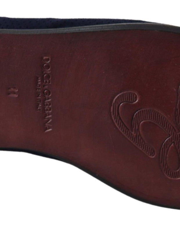 Blue Suede Caiman Loafers Slippers Shoes