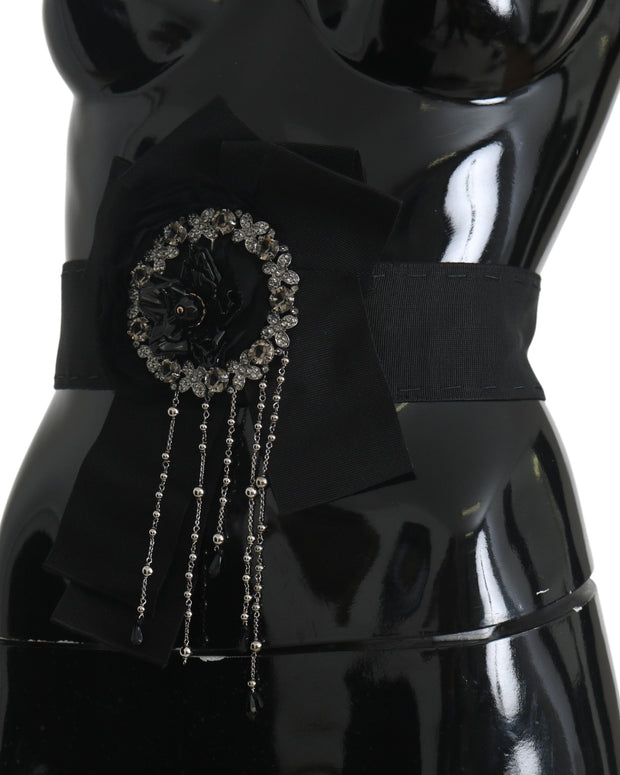 Black Crystal Brooch Wide Wai SATORIA Belt