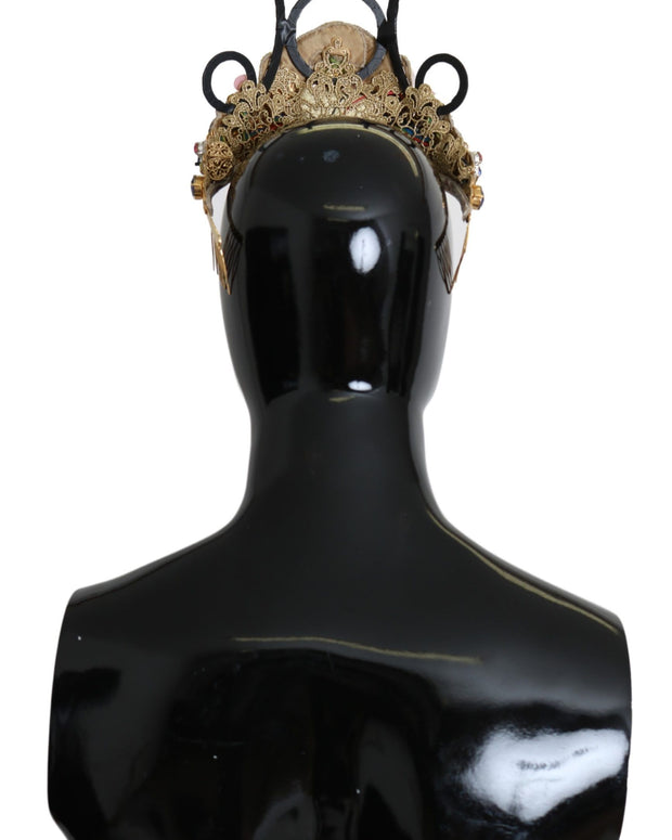 Gold Brass Floral Crystals LED Lights Crown Tiara Diadem