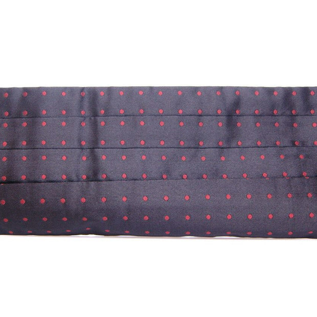 Elegant Silk Black Cummerbund with Red Polka Dots