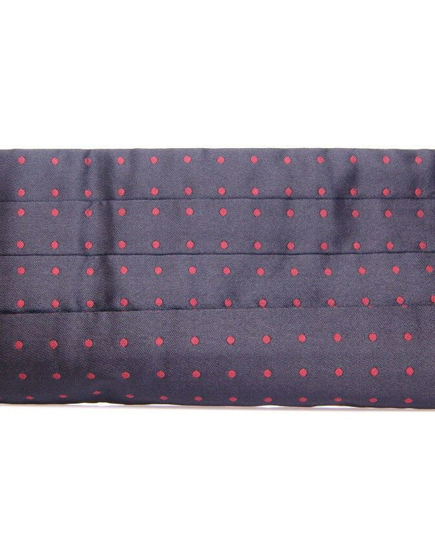 Elegant Silk Black Cummerbund with Red Polka Dots