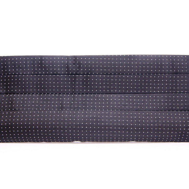 Elegant Black Silk Cummerbund with Polka Dots